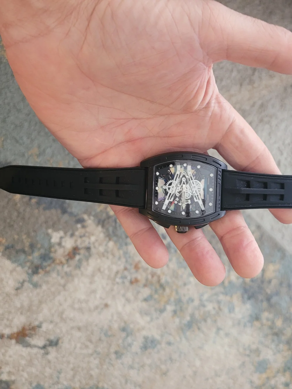 Black Skeleton Dial Sports Watch - Unbranded
